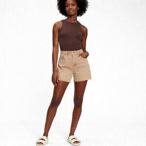 GAP Womens Size 27 4" High Rise  Denim Shorts with Washwell Khaki Brown NWT